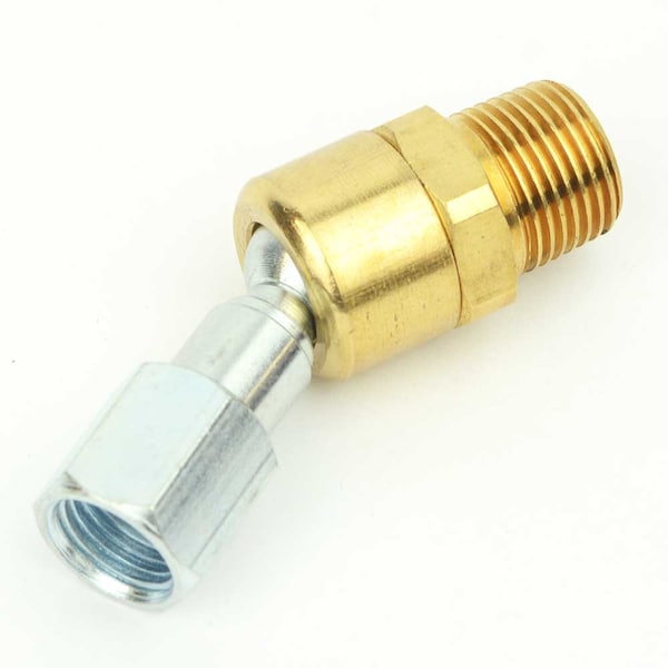 Interstate Pneumatics Fitting with Swivel Adapter, 3/8 in MNPT x 1/4 in FNPT, Brass/Steel, 250 psi FBS604 - main
